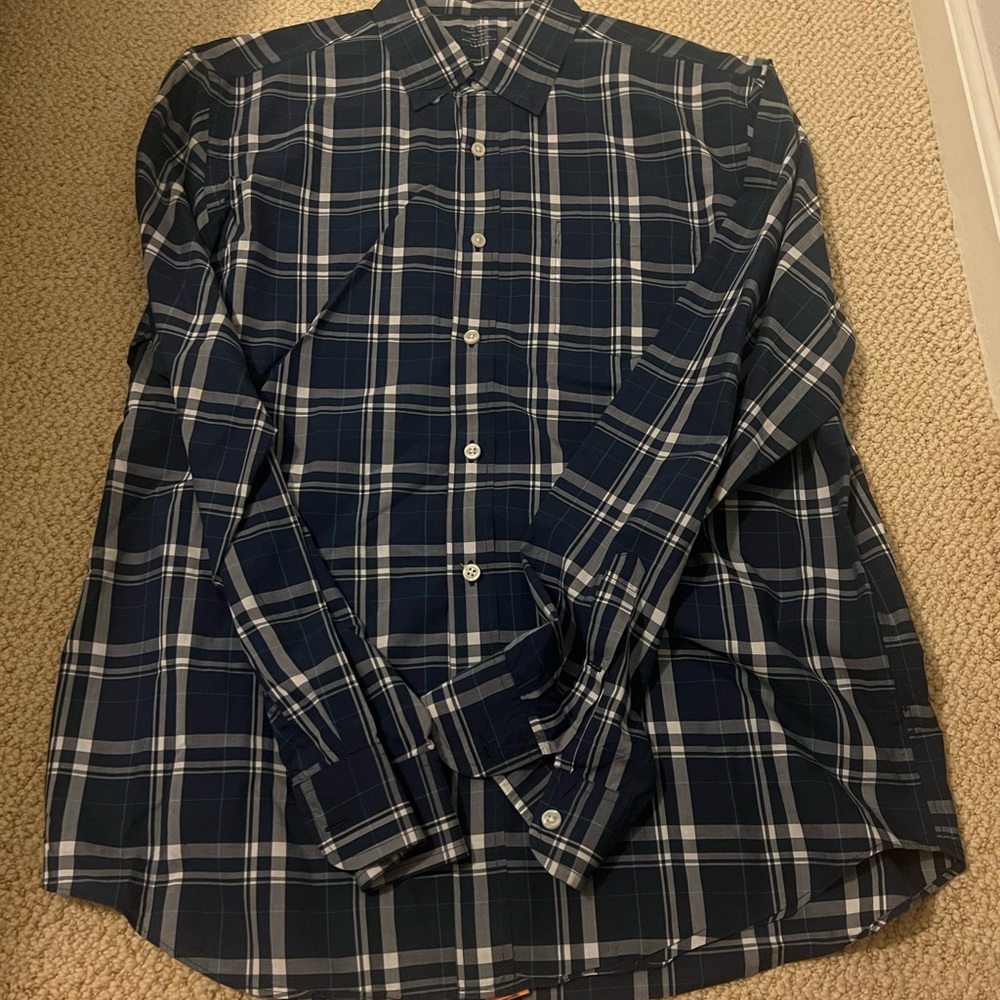 Lightweight Navy Plaid Button Down - Jcrew Mens L - image 3